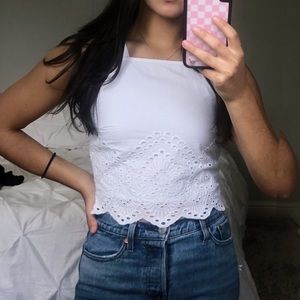 lattice white tank top